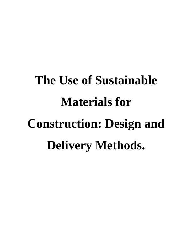 (PDF) Sustainable design in project delivery_1