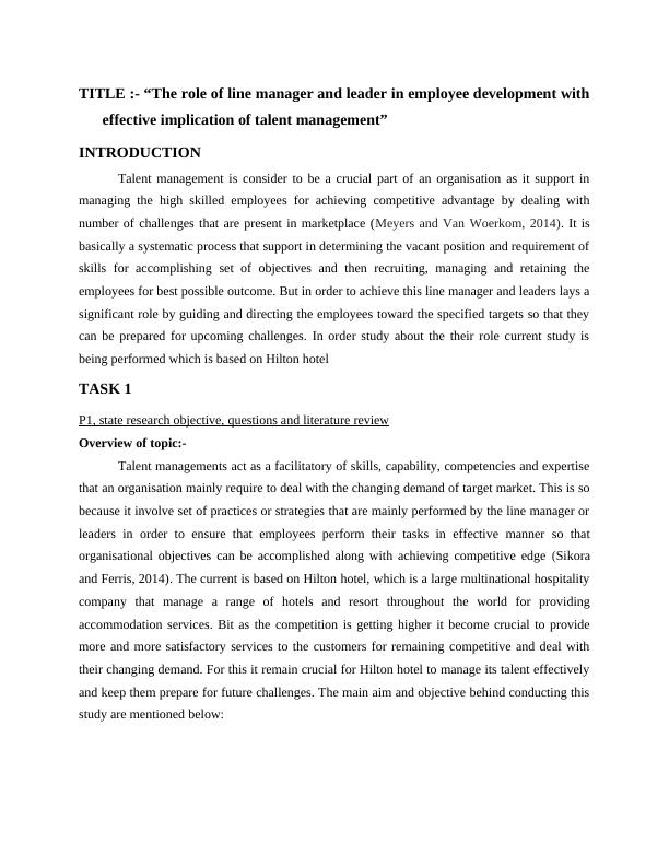 The role of line manager and leader in employee development with effective implication of talent management_3