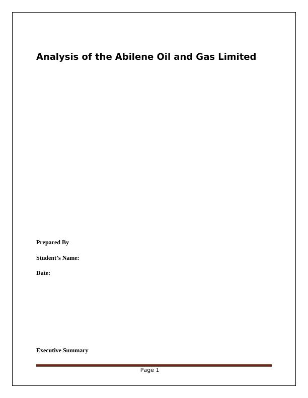 Analysis of Abilene Oil and Gas Limited - Accounting Assignment_2