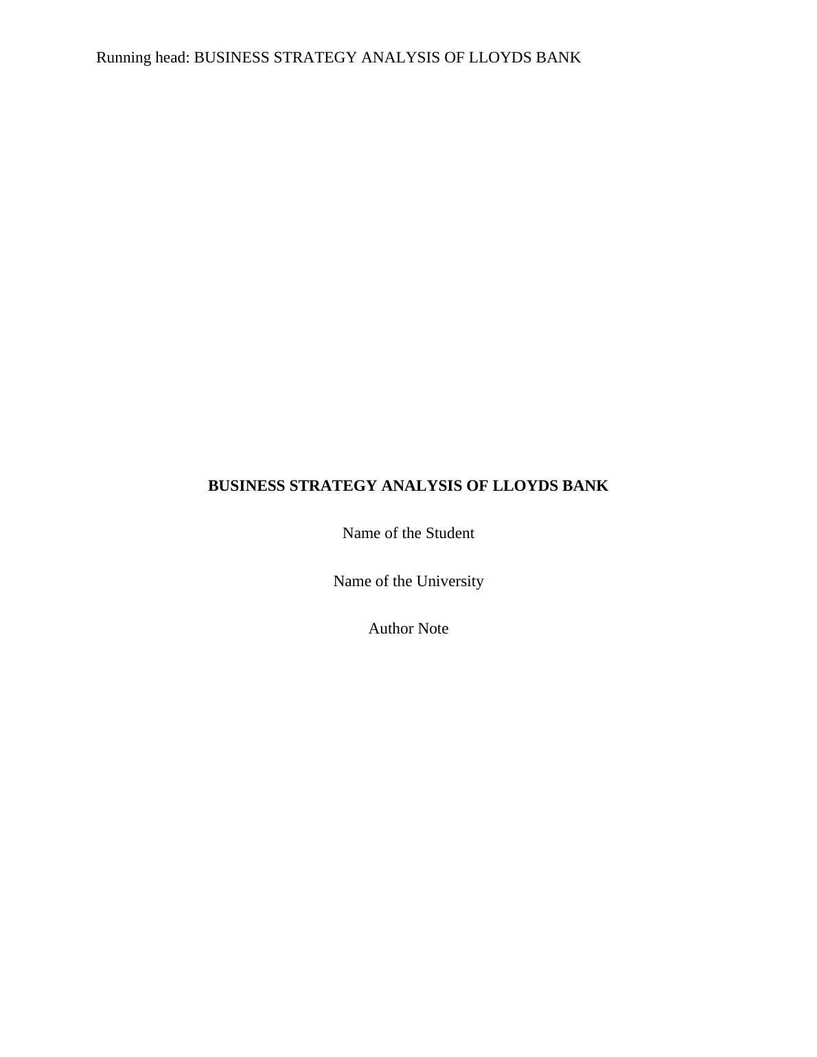 Business Strategy Analysis of Lloyds Bank_1