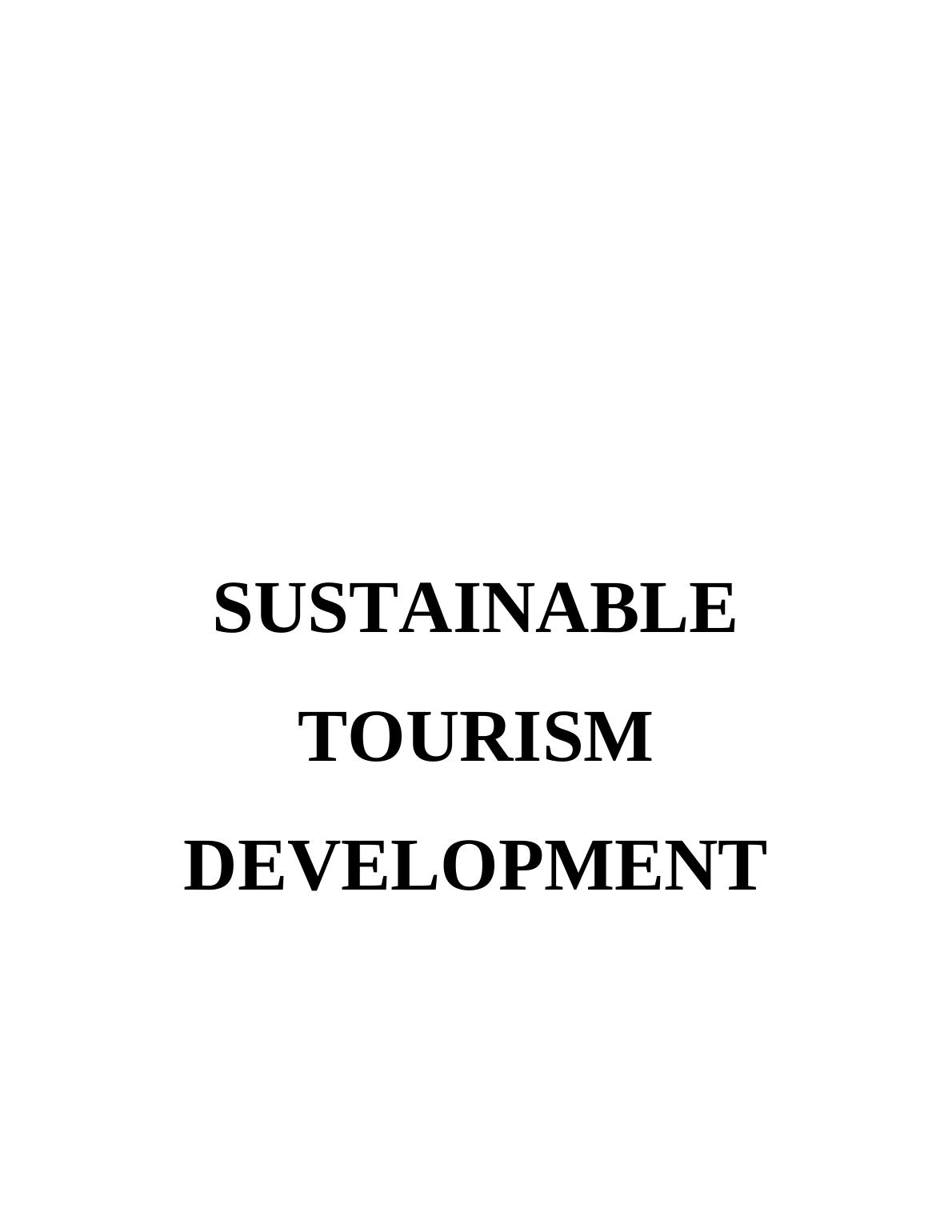 Tourism and Sustainable Development Assignment_1