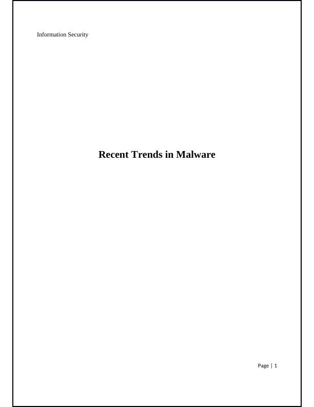 Information Security Assignment | Trends in Malware_1