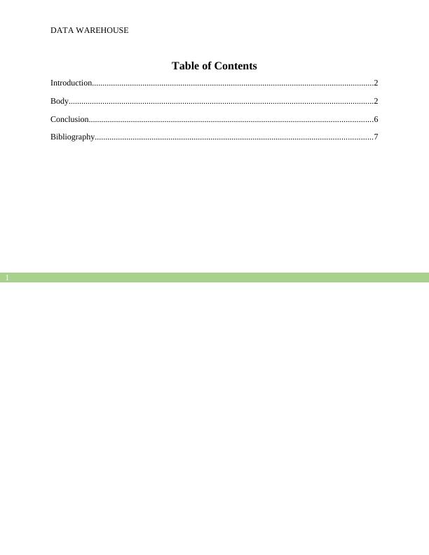 Data Warehouse A Review Of A Data Warehouse Engineering Process