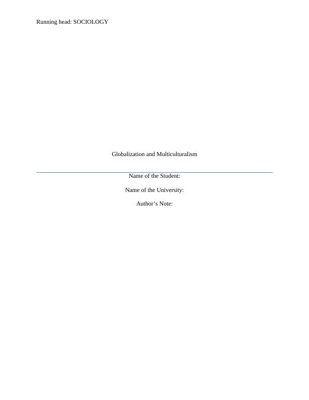 Report on Globalization and Multiculturalism_1