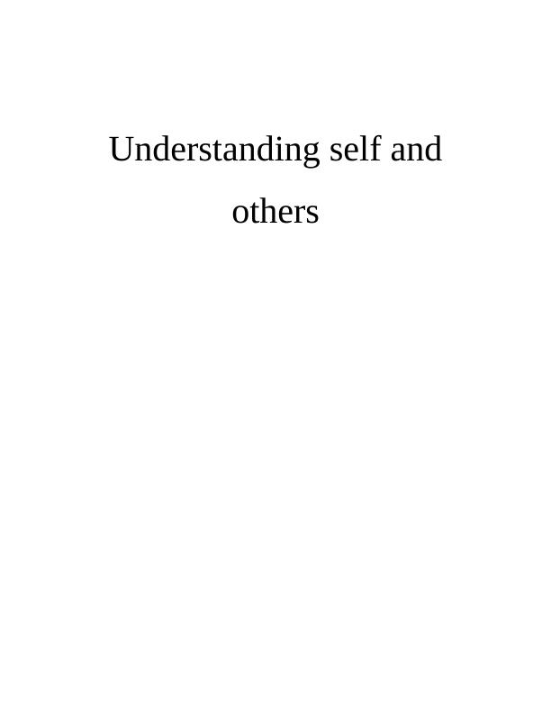 Understanding self and others Assignment_1