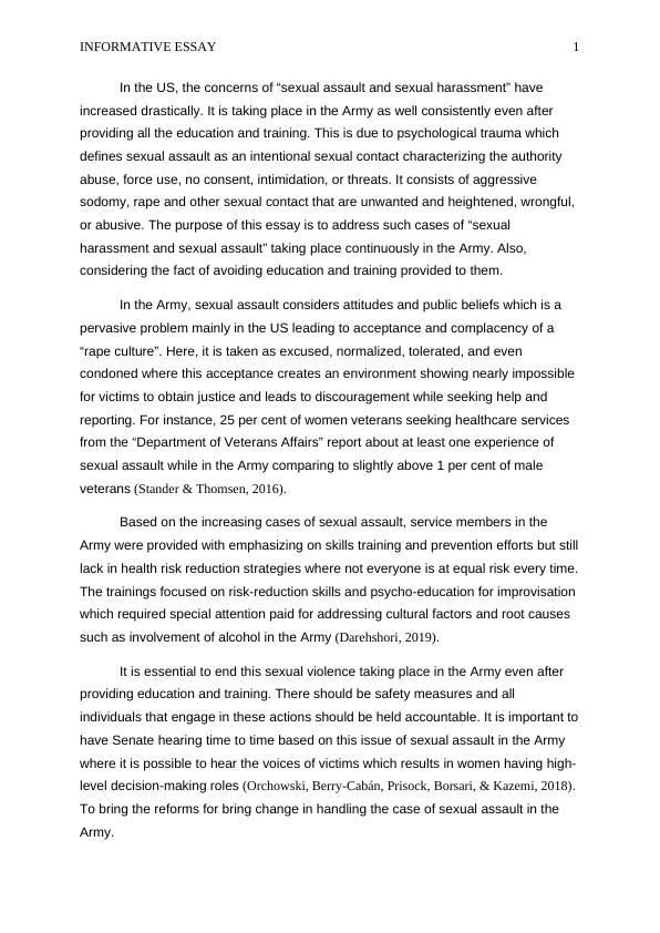 Sexual assault and sexual harassment Essay 2022_2