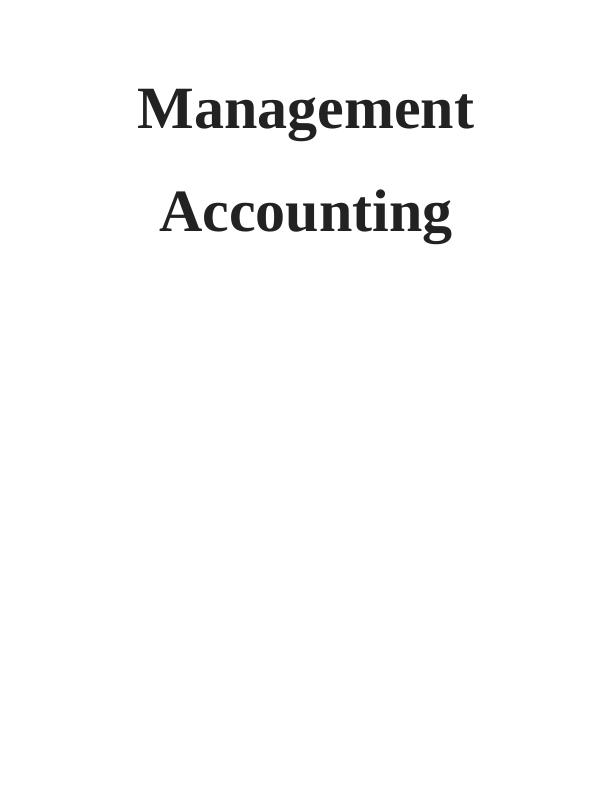 Management  Accounting  -  Assignment Sample_1
