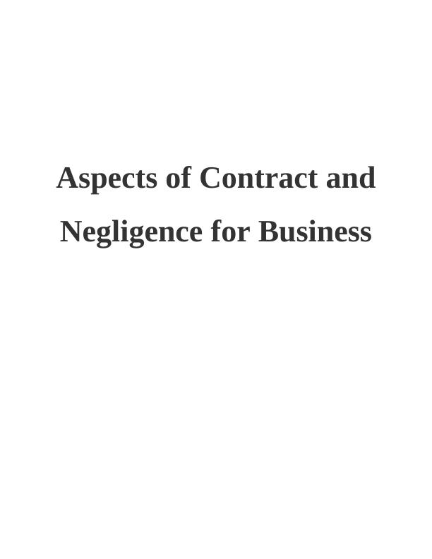 Contractual Liability & Tort Liability : Report_1