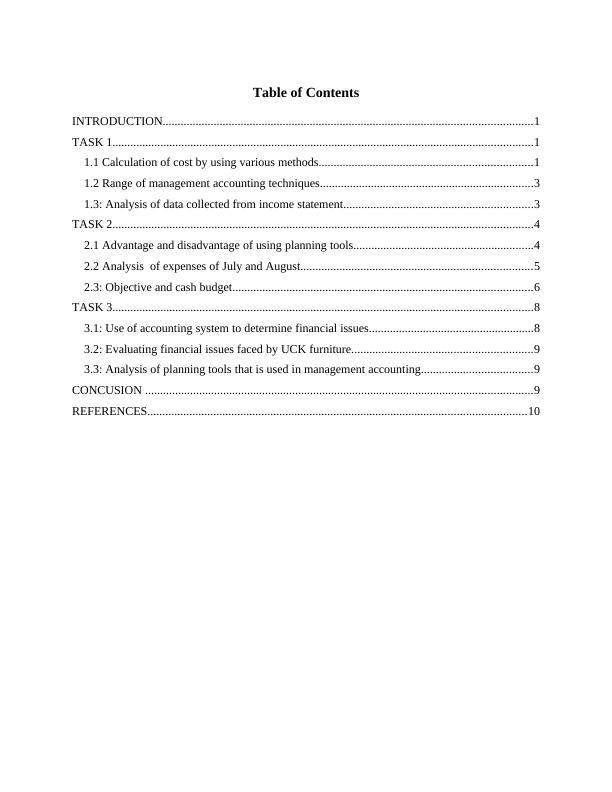 Management Accounting and Costing Method Assignment_2