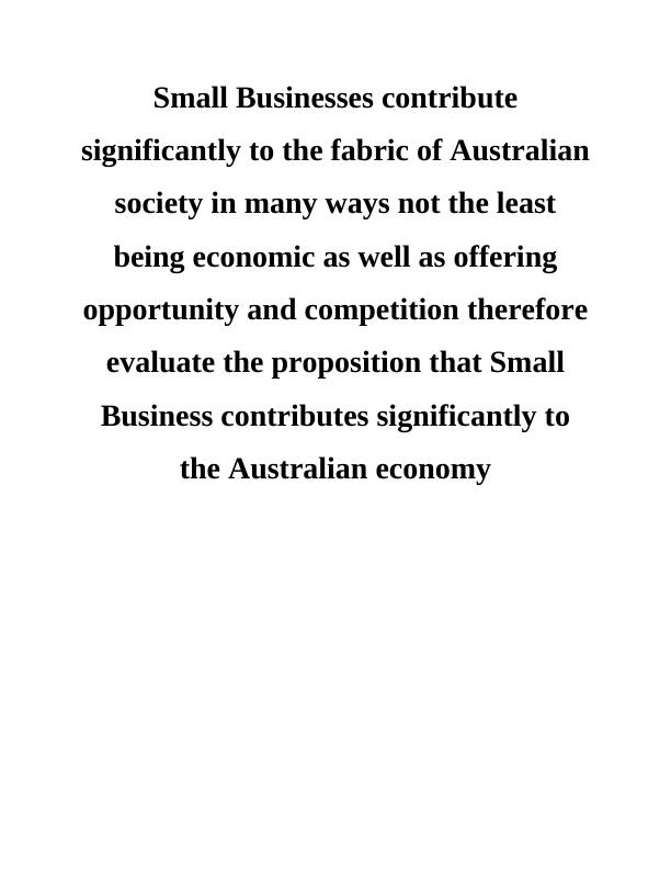 Contribution of Small Business to the Australian Economy_1