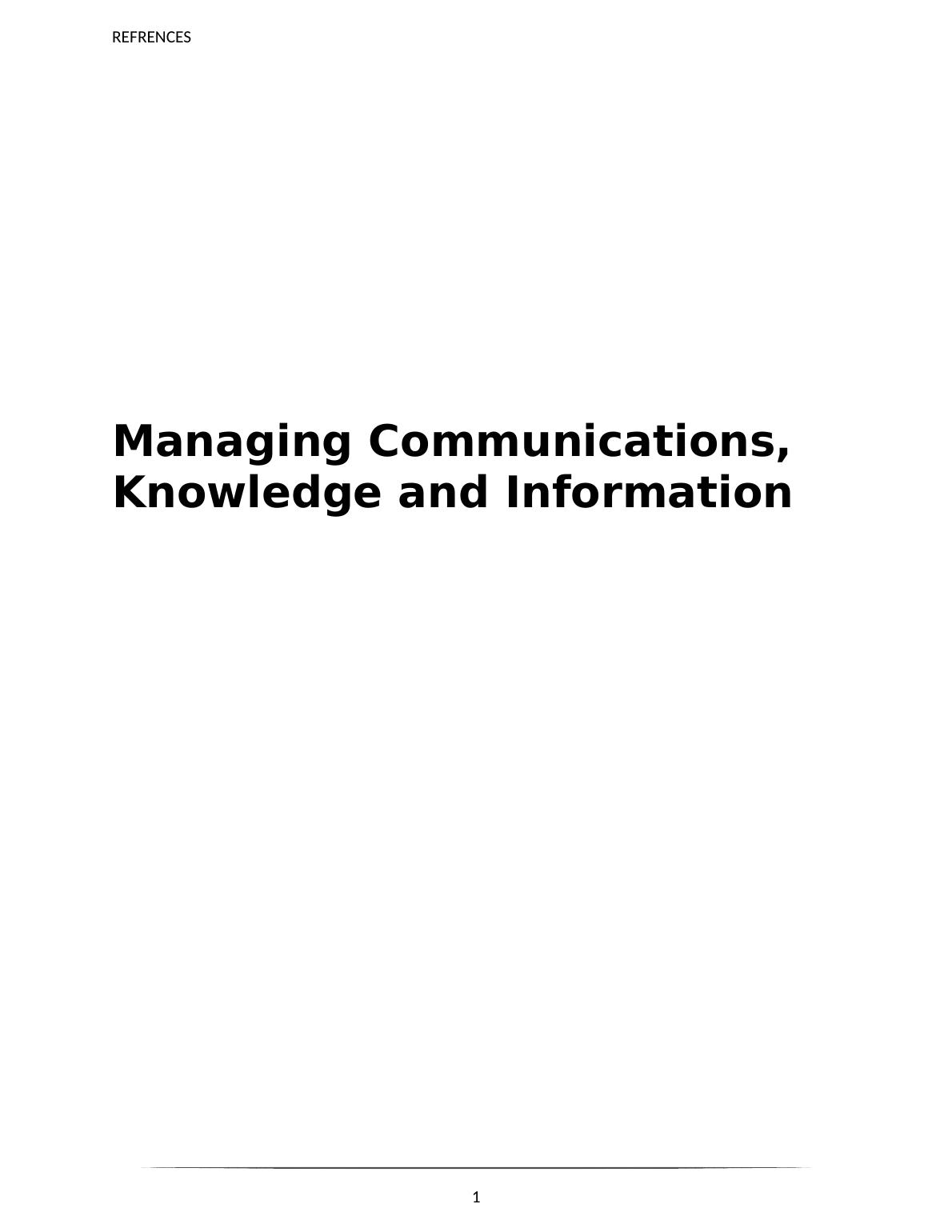 Assignment: Managing Communications, Knowledge and Information_1