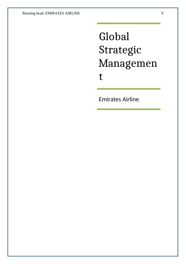 Global Strategic Management Assignment of Emirates Airline_1