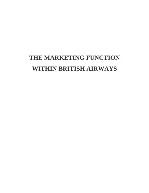 British Airways Marketing Mix Assignment_1
