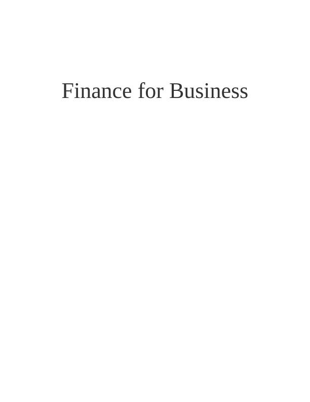 Finance for Business: Analysis, Ratios, and Scenario Analysis_1