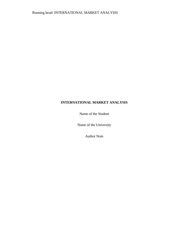 Assignment On International Market Analysis_1