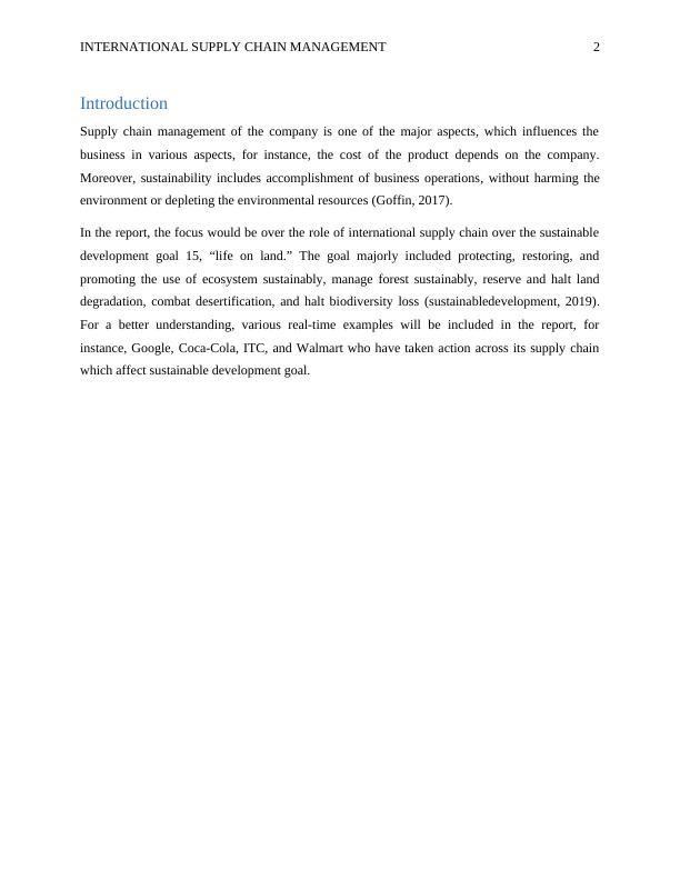 International Supply Chain Management for Sustainable Development Goals