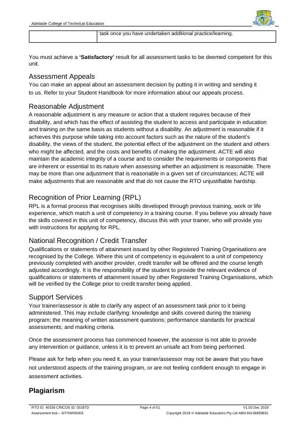 SITXWHS003 Implement and Monitor Work Health and Safety Practices - Student Assessment Pack_4
