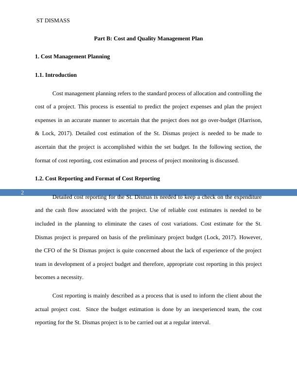 Part B: Cost and Quality Management Plan Name of University Author_3