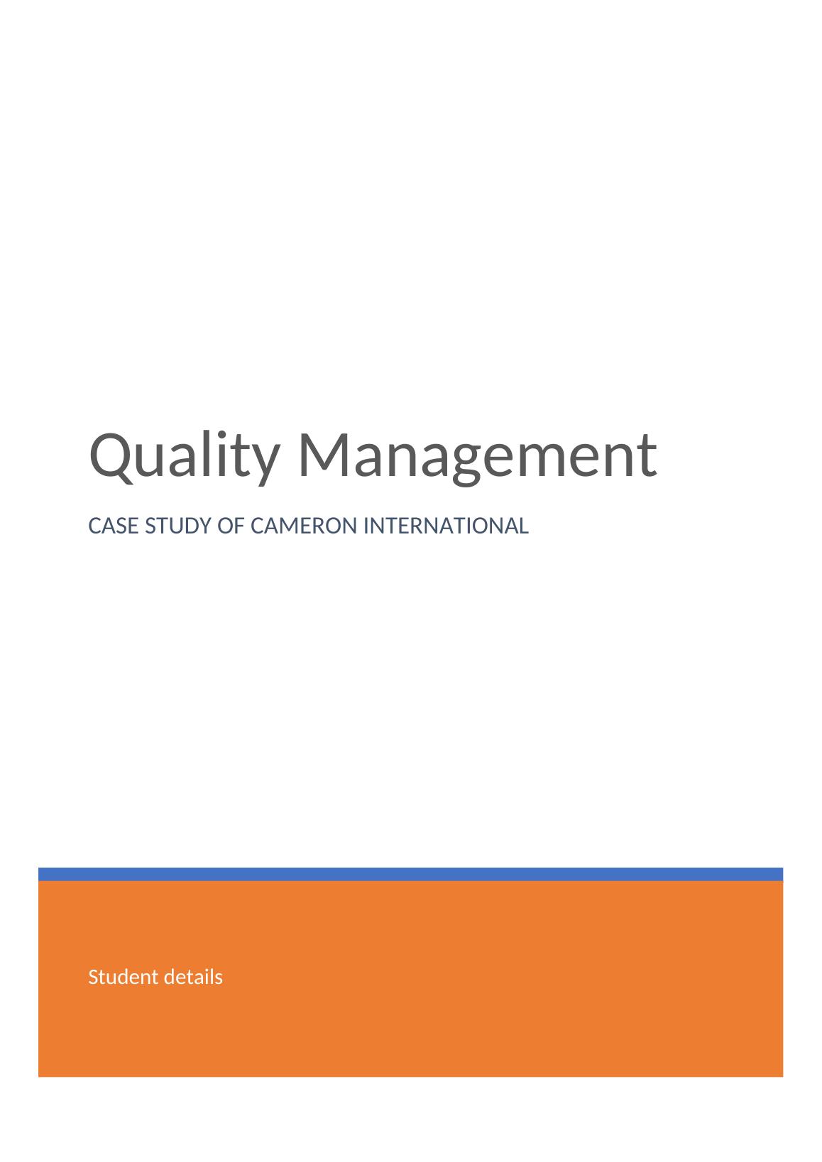 introduction to quality management case study