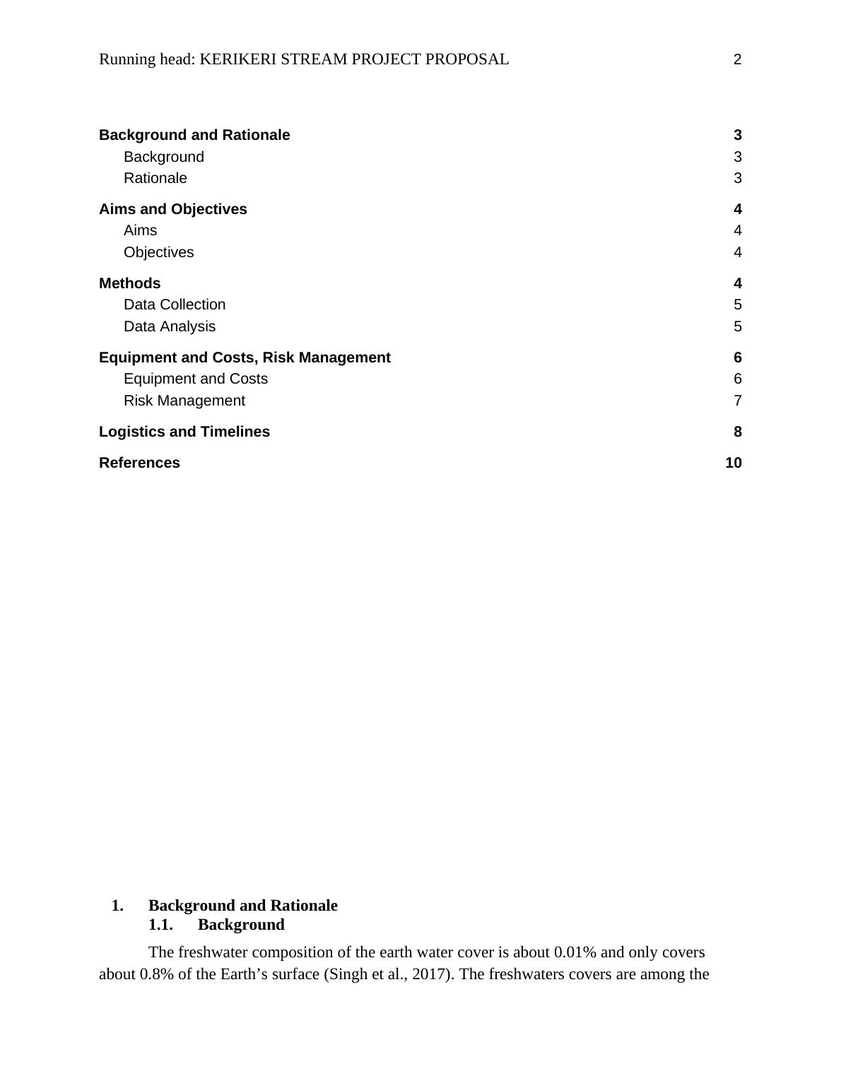 Kerikeri Stream Project Proposal 2022