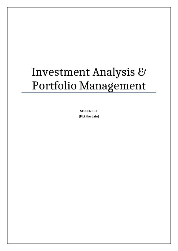 Assignment on Investment Analysis & Portfolio Management._1