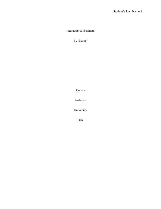 International Business -   Assignment PDF_1