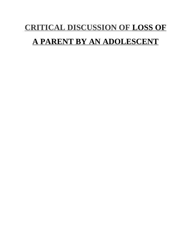 Loss of a Parent by an Adolescent_1