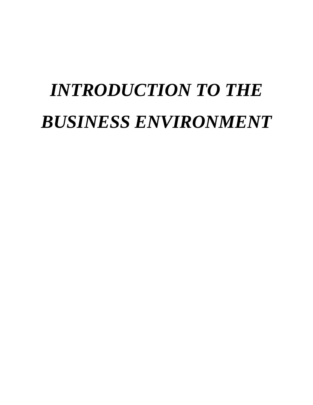 Introduction to Business Environment : British Petroleum_1