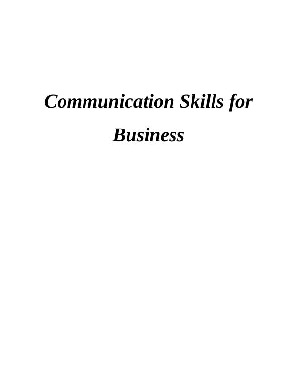 Communication Skills for Business Assignment Solution_1