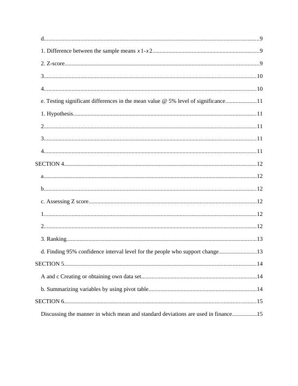 Table of contents for the study of z score and Z score_3