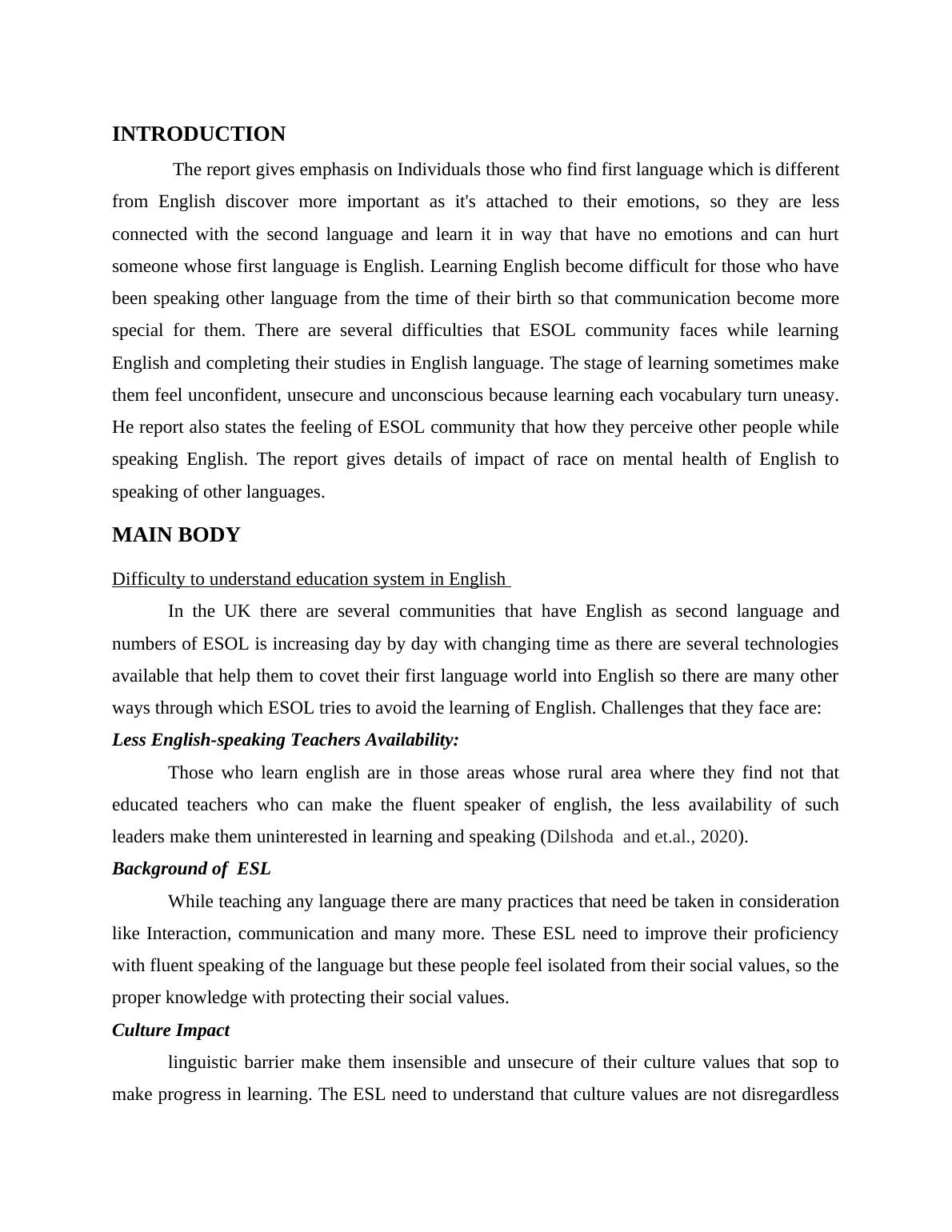 The Impact of English as a Second Language and Race (Essay Plan)_2