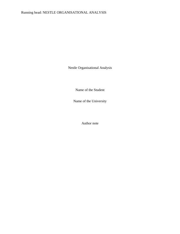 Nestle Organisational Analysis Assignment PDF_1