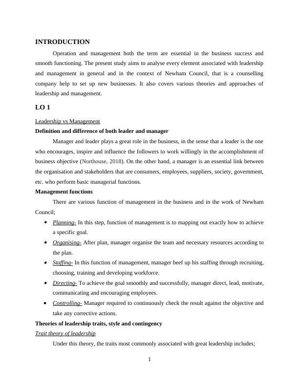 Management and Operations Assignment | Newham Council_3