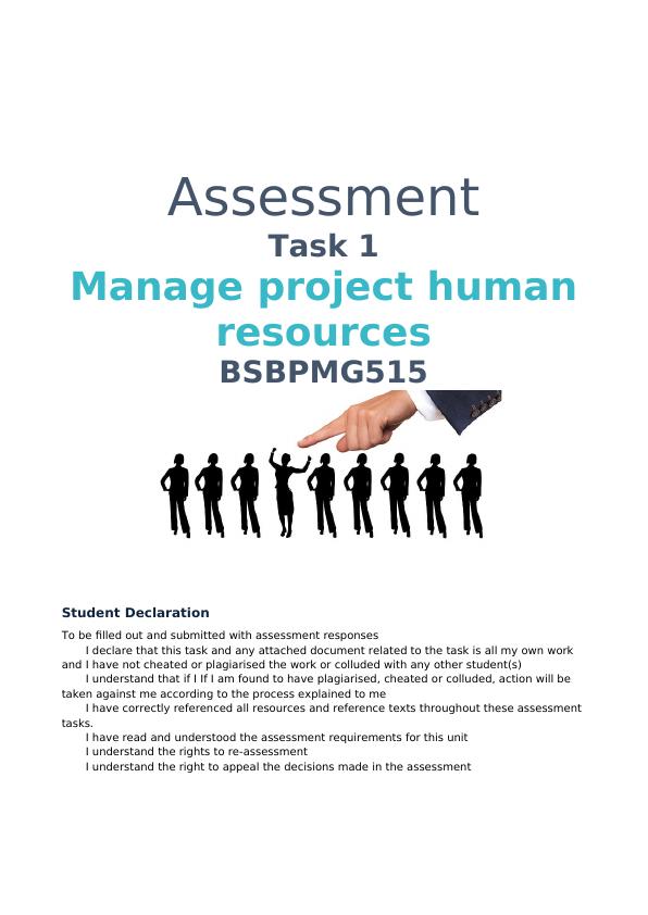 Manage Project Human Resources - BSBPMG515_1