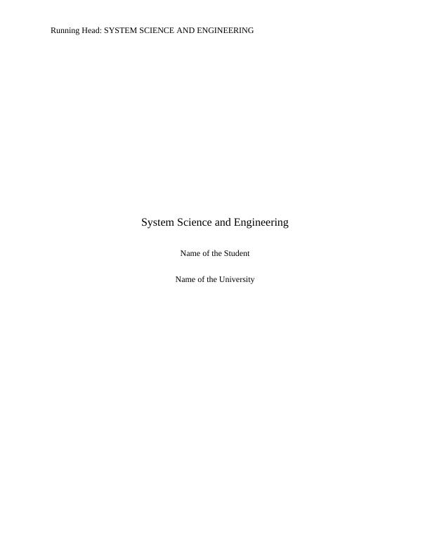 System Science and Engineering : Assignment_1