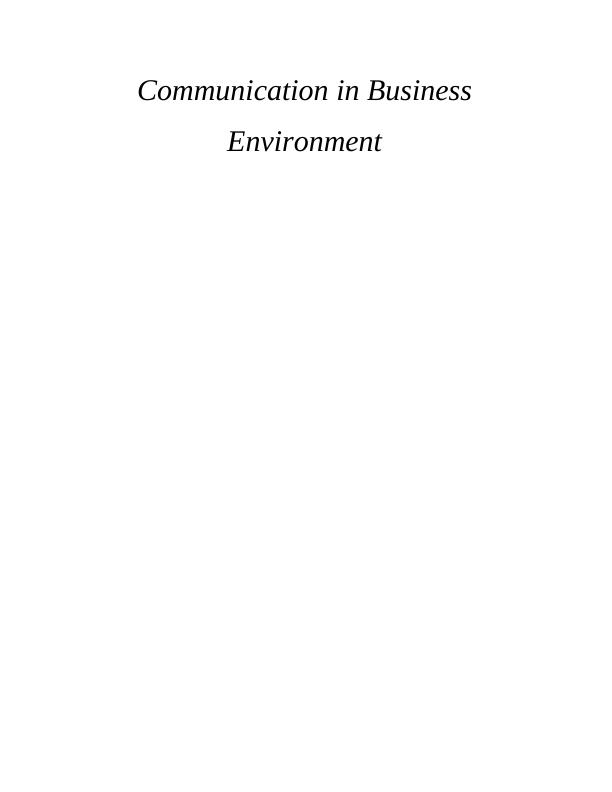 Report on Communication in Business Environment (DOC)_1