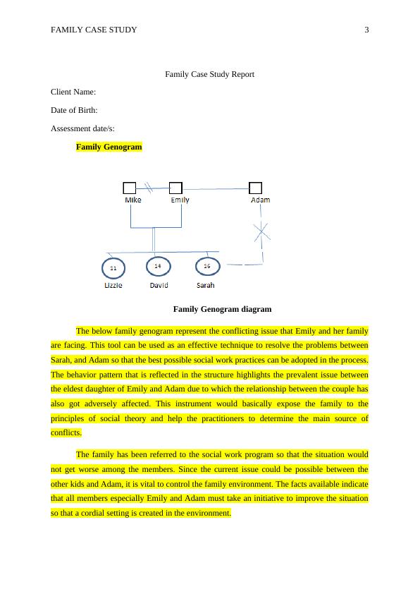 explain the method of writing a family case study report