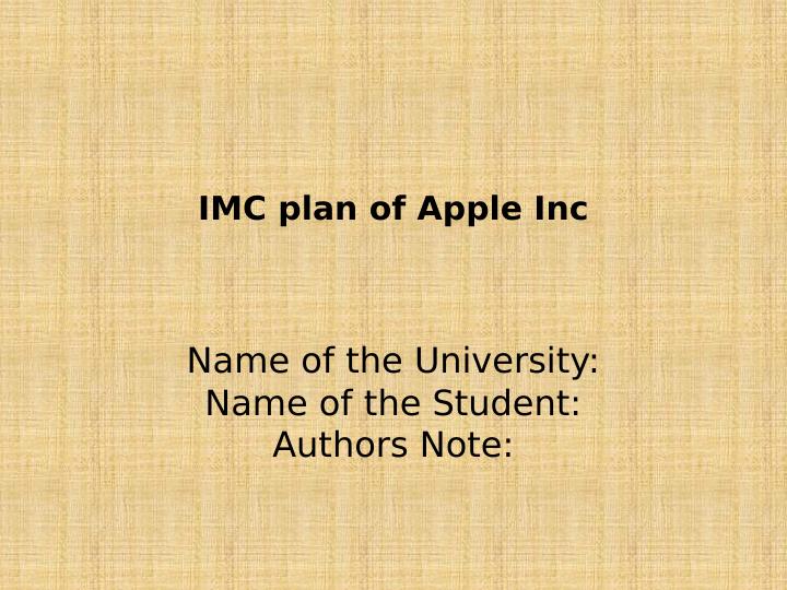 IMC plan of Apple Inc_1