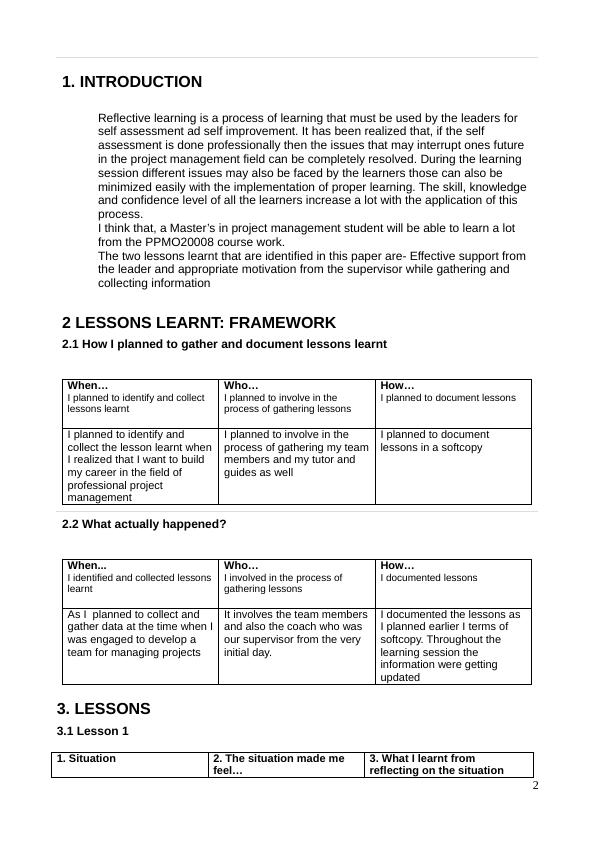 Lessons Learnt in Reflective Learning for Project Management_2