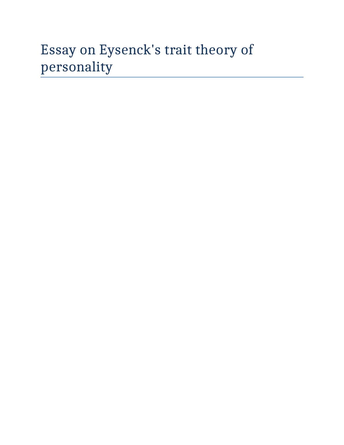 essay on trait theory of personality