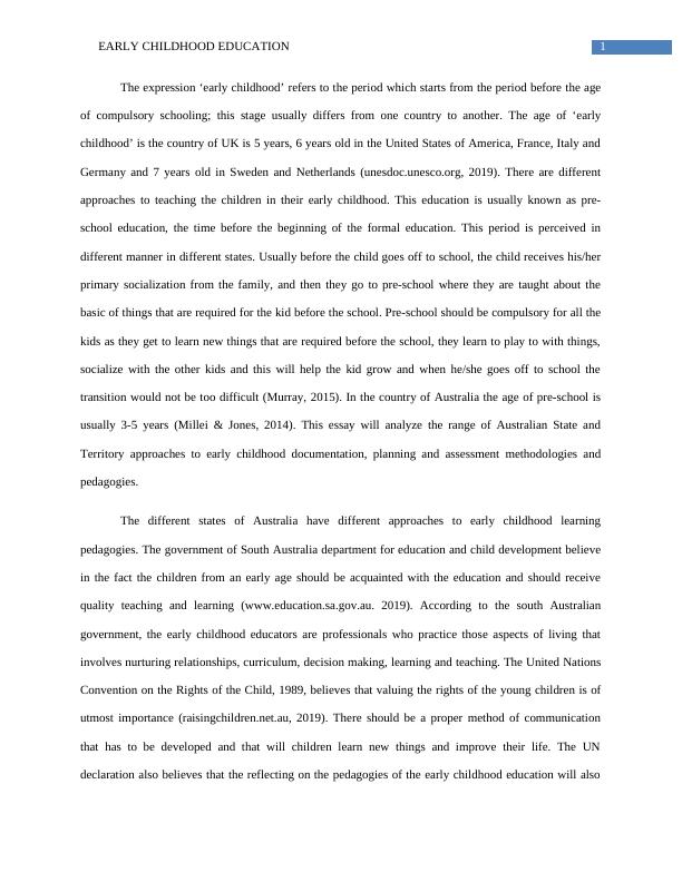 Early Childhood Education Essay 2022_2