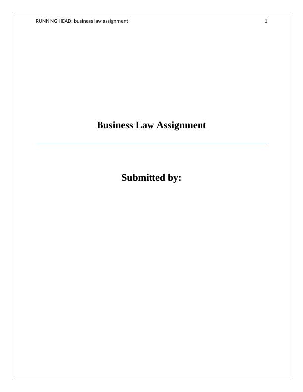 Business Law Assignment Vicarious Liability_1
