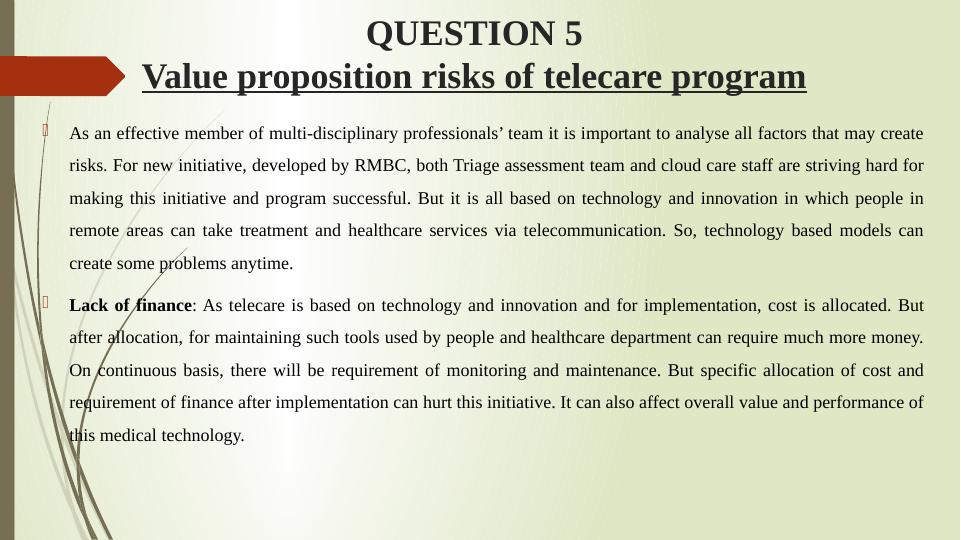 Value proposition risks of telecare program_2