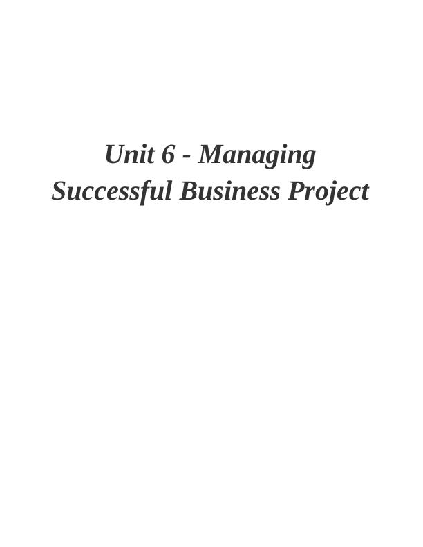 Unit 6 - Managing Successful Business Project Assignment (Doc)