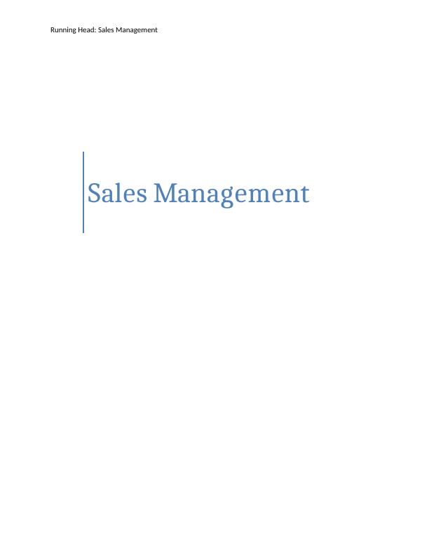 sales management assignment pdf