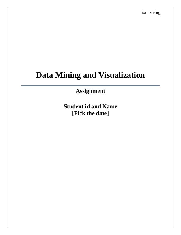 Data Mining and Visualization Assignment_1