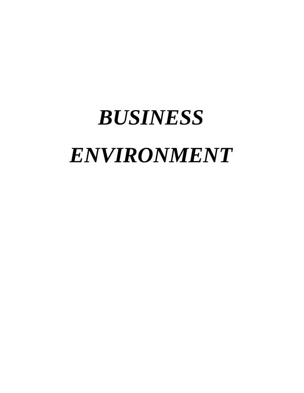 Business Environment : Assignment Sample_1