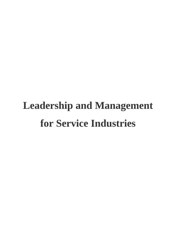 Leadership and Management for Service Industries Assignment Sample_1