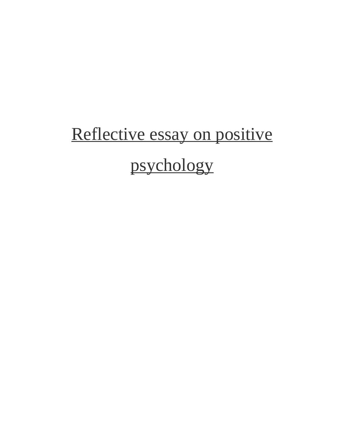 community psychology reflective essay