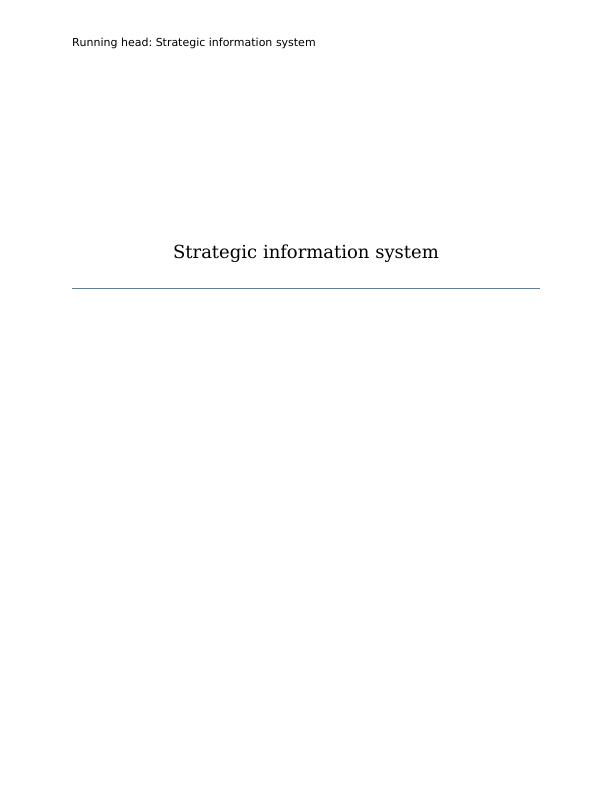 (Doc) Assignment on Strategic information System_1